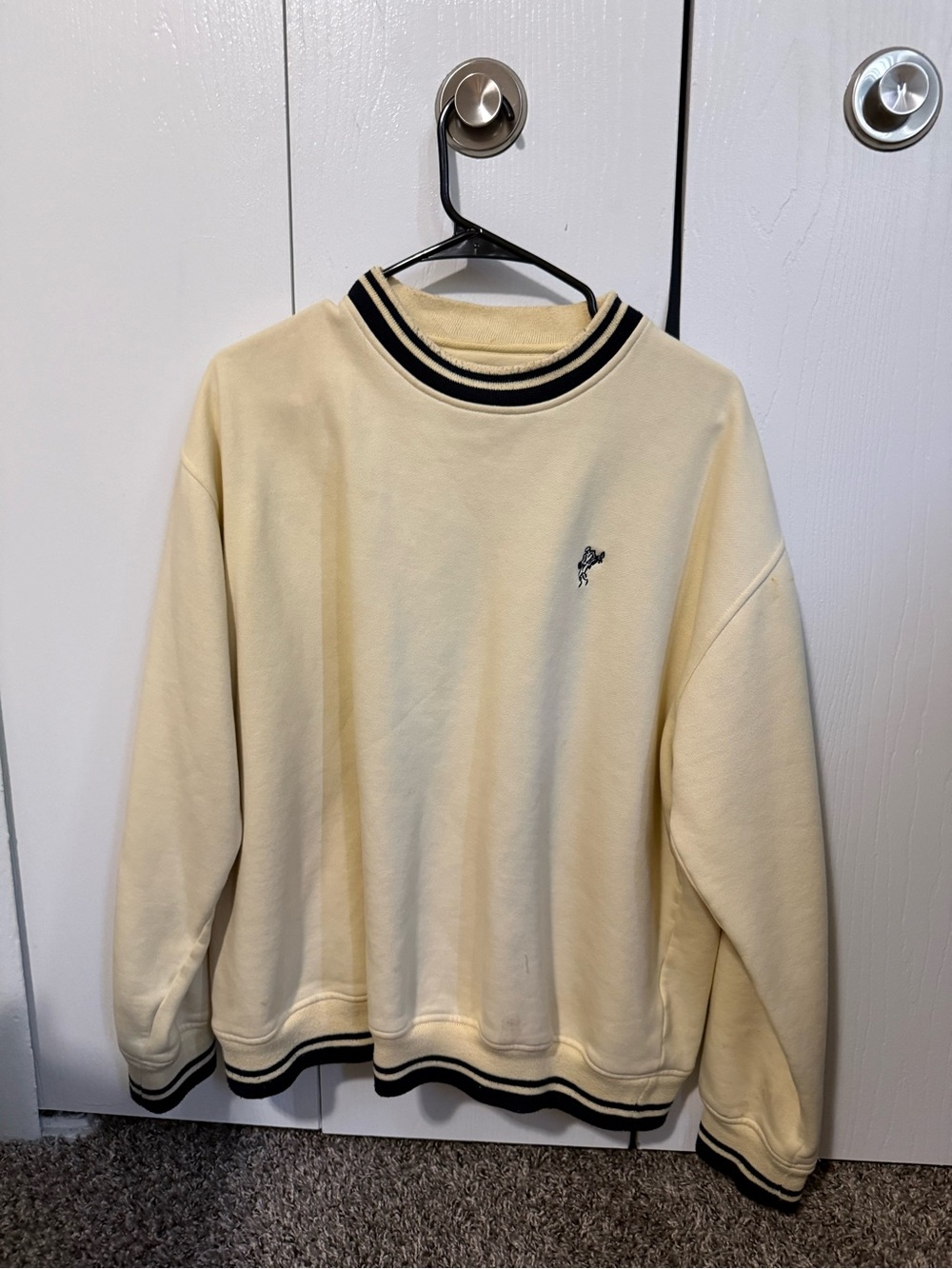 Ashworth Cream Crewneck with Black Stripe Trim